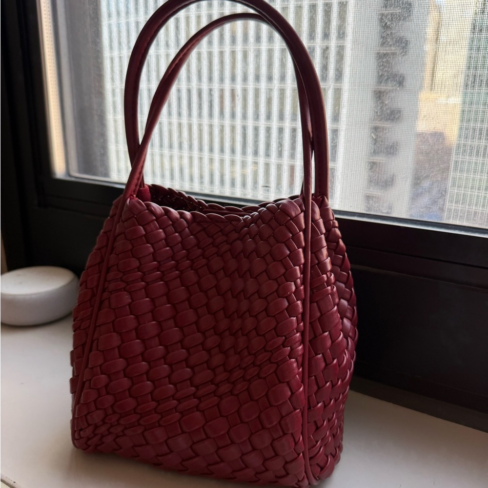 Anthropologie Red Woven Handbag